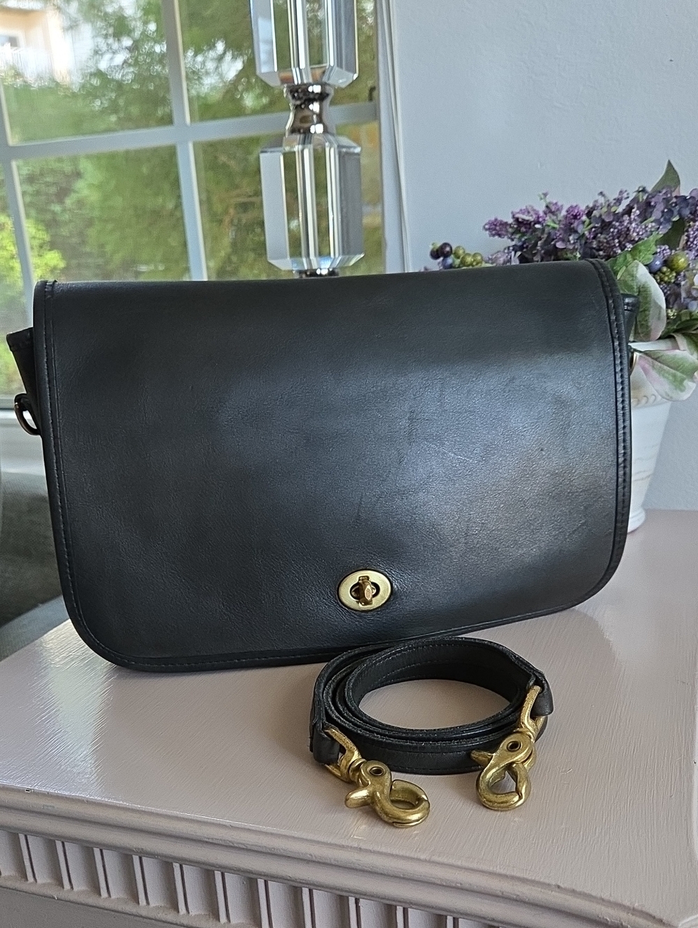 COACH Navy Black Pre 1994 Leather Convertible Clutch PROJECT BAG